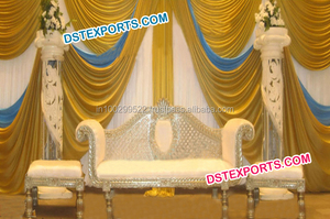 Conjunto de sofá tallado en oro para boda asiática, mueble tallado en oro para boda, moderno, indio - Product Image 3