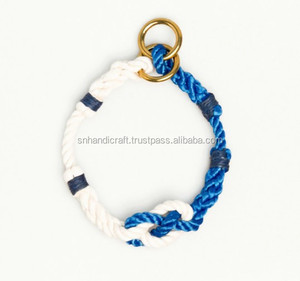 ปลอกคอสุนัขเชือกฝ้ายคุณภาพสูง ปลอกคอสุนัขเชือกแบบนอติคอล ปลอกคอสุนัขหลากสี - Product Image 1