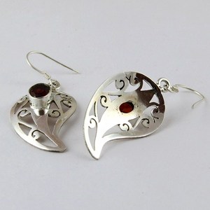 Boucles d'oreilles pendantes bohèmes en argent sterling 925 pour femme, avec pierre grenat, idéales pour mariage et fiançailles – Approvisionnement direct usine - Product Image 6