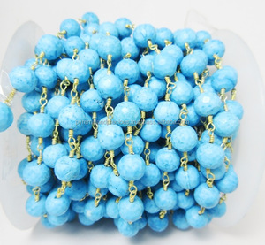 Collar de cuentas redondas de 7-8 mm chapado en oro Nanplanetsilver BC04, rosario de piedras semipreciosas para bodas, fiestas o regalos - Product Image 5