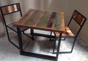 Mesas y sillas de Banco industriales de estilo antiguo para restaurante, muebles de madera y hierro para el hogar para uso en comedor y hotel a la venta - Product Image 2