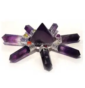 Generator energi chakra Amethyst grosir batu alam kristal kerajinan peri Reiki batu Feng Shui Generator energi Amethyst