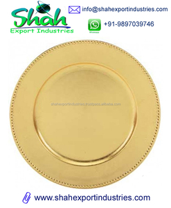 Placas de cargador de forma redonda minimalista occidental, placa de cargador de borde de cuentas plateadas de Metal para platos y platos de vajilla de boda - Product Image 4