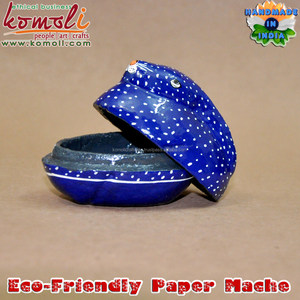 Cajas de recuerdo de decoración pintadas a mano, papel azul de conejo de pascua, mache de animales - Product Image 5