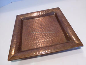 Plateau en cuivre antique, plateau de service en cuivre, plateau martelé en cuivre - Product Image 1