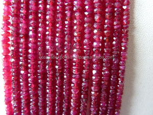 Dyed <b>Red</b> Ruby Faceted Rondelle Loose <b>Beads</b> Healing Strands Coszcalt Exports Third Party Certified - Product Image 5