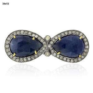 ขายส่งหินธรรมชาติปูเพชรตัวเชื่อมต่อขายร้อน rhinestone Lapis สำหรับงานแต่งงานเครื่องประดับสำหรับต่างหู - Product Image 1