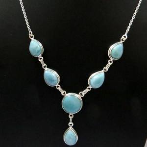 Winsome – collier en argent Sterling 925, perle bleu ciel, Larimar rond, bijoux en argent Unique, bijoux en argent frais - Product Image 6