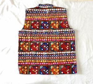 Vintage Tribal Banjara vestido Gujarati bordado a mano chaleco/chaqueta para hombres de talla grande tejido adornado con espejos para el verano - Product Image 5