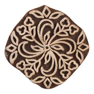 Handmade Mix <b>Wooden</b> Printing <b>Blocks</b> Craft Brown Textile Saree Cloth Canvas Stamp Indian Flower Online New Design Latest Fabric - Product Image 1