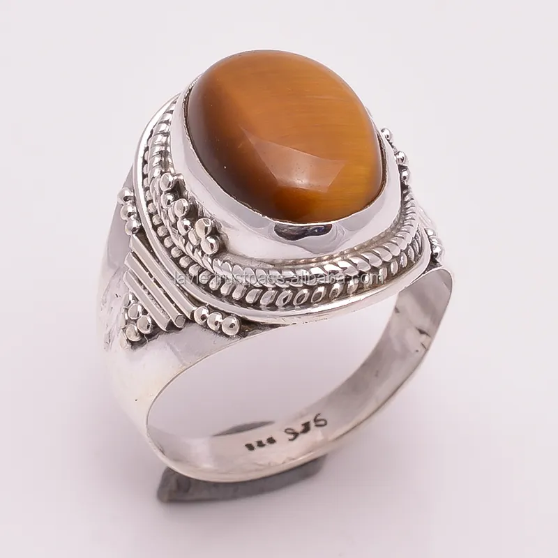 Real tiger eye ring 925 sterling silver handmade jewelry bulk wholesale fine silver rings Indian jewelry wholesale