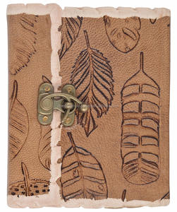 Gros Plume Conception En Cuir Journal À La Main vintage couleur tan bords déchirés cahier en cuir avec fermoir - Product Image 1