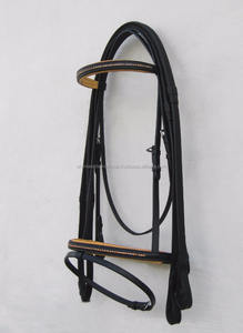 Shemax 2023 Alta Calidad Personalizado Al Por Mayor CABALLO DE CUERO DIAMANTE BRIDLE NEGRO/TAN ACOLCHADO DIAMANTES N/B Venta Caliente Halters - Product Image 2