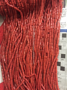 Natural Coral <b>Red</b> Drum Shape Loose Tube <b>Beads</b> 2-4 mm Size Gemstone Strand Third Party Certified Italy Origin Coszcalt Exports - Product Image 2