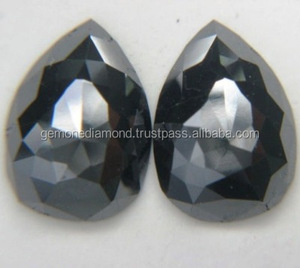 Par de diamantes negros con forma de pera, calidad excelente, opaco, Natural, Rosa cortada, a la venta - Product Image 2