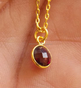 Gold Plated 6mm Round Shape Natural Garnet Chain <b>Necklace</b> <b>Set</b> for <b>Weddings</b> Parties Engagements - Product Image 4