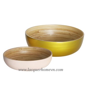 HT5189 Coiled bamboo salad serving bowl- Ha Thai lacquer factory - Product Image 3
