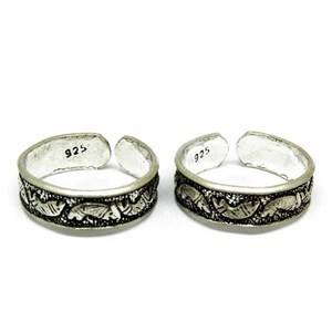 Shri Ashapura Jewels Bagues d'orteil pour femmes en argent sterling 925, style bohème chrétien, avec fleur sculptée, ouvertes, pour la plage - Product Image 1