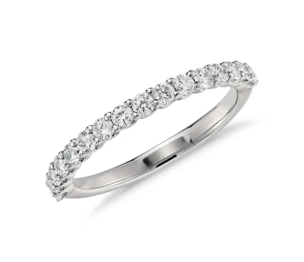 0.34Cts Real Diamond Wedding Band in 14k White Gold
