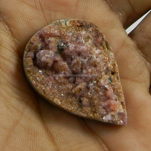 Cabochon en forme de poire en Calcite Cobalt de haute qualité 27x39mm pierre précieuse Druzy naturelle pierres de couleur marron en vrac - Product Image 3