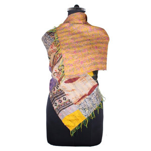 Kantha trabajo parche de seda trabajo hecho a mano estilo Vintage bufanda diseño de moda para niñas SC1433 bufandas Vintage kantha cosido a mano - Product Image 1