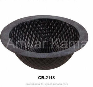 Lavabo de baño circular de cobre con mosaico negro de diseñador - Product Image 2