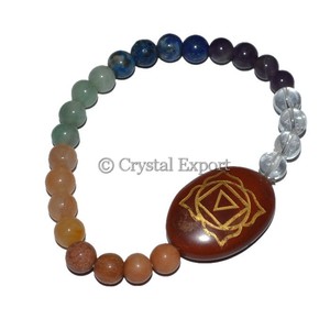 Root Chakra Engraved Oval <b>Bracelets</b> : Wholesale New Design Fashion Chakra <b>Bracelets</b> - Product Image 1