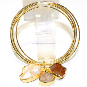 Brazalete de Acero Inoxidable con Turquesa en Alambres, Hermoso Brazalete Vintage con Diseño Geométrico, Informal y Deportivo para Mujer, 304/316L - Product Image 1