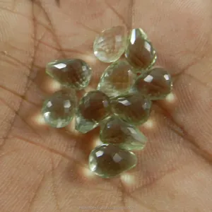 10 pcs Green Amethyst 6X8 mm Faceted Drops 20 Cts stones for jewelry