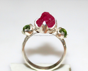 แหวนเงิน925พลอยสีธรรมชาติสำหรับผู้หญิงหรือผู้หญิงพลอยยังไม่เจียระไนธรรมชาติแหวนหินดิบ - Product Image 4