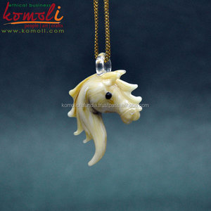 <b>Glass</b> Custom Pendant Abstract Jewelry Fashion Yellow Horse Head Animal Pendant - Product Image 3
