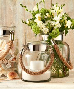 Mason Jar <b>Lanterns</b>, Glass Candle Holder, Candle Mason Jar With Rope Handle - Product Image 1