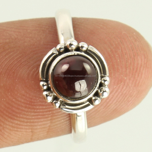 แหวนสไตล์ที่ไม่ซ้ำกันขนาดกลมอัญมณีโกเมนธรรมชาติหนามเตยการตั้งค่าบริสุทธิ์925แข็งเงินสเตอร์ลิงผู้ค้าเครื่องประดับ faishonable - Product Image 2