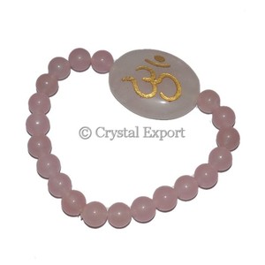 Rose Quartz <b>Bracelets</b> with Om : <b>Gemstone</b> <b>Bracelets</b> Exporters : Top <b>Gemstone</b> <b>Bracelets</b> - Product Image 1