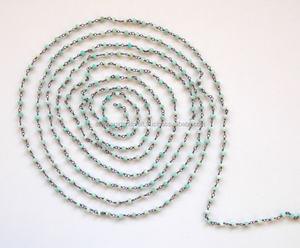 Amazonita Natural hecha a mano negro rodio alambre envuelto piedras preciosas Rosario declaración piedra natal Boho Vintage cadena - Product Image 3