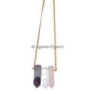 Cristal Rose Améthyste Cristaux Point Collier Feng Shui Guérison Pierres Précieuses - Product Image 1