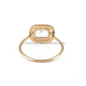 0,40 quilates en rodajas diamante anillo en sólido 14k oro rosa con pavé de diamante Natural al por mayor joyería de oro fabricante - Product Image 2