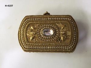 Handmade H4195 Gold Silver <b>Beaded</b> Evening Tote Bags Ladies' <b>Metal</b> Clutch Party Purse for Online Shopping in India - Product Image 3