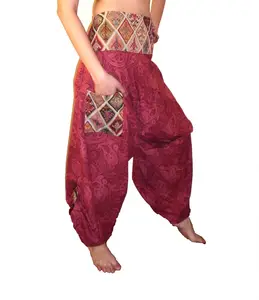 Quần Harem Unisex Vải Co Giãn Kiểu Hill Tribe, Dây Cúc Áo Dừa