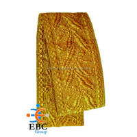 OEM Galon textile jacquard écologique personnalisé, motif feuille de chêne dorée, avec dentelle tressée et orris doré, Mylar doré 50mm, pour la vente en gros et l'artisanat