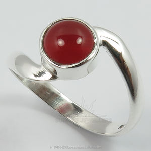 Variedad lindo puro señoras anillo joyería 925 plata esterlina sólida genuino rojo CARNELIAN redondo cabujón piedra preciosa elegante - Product Image 2