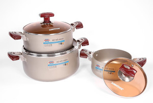 Ustensile de cuisine antiadhésif anodisé dur de haute qualité Sunhouse, ensemble de 3 pots anodisés - Product Image 2