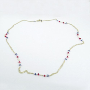 Collar de Cadena para el Vientre Estilo Bohemio con Perlas de Iolita y Rubí, Chapado en Plata - Joyas Shri Ashapura - Product Image 3