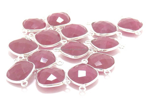 Beautiful Handmade Cushion Shape Ruby Gemstone Pendant Gold Plated Double Bail Bezel Connector Fashion <b>Jewelry</b> <b>Findings</b> for Her - Product Image 2