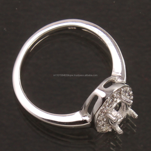 Anillo con encanto elegir todos los tamaños de Plata de Ley 925 5x7mm Oval CZ Semi montaje - Product Image 2