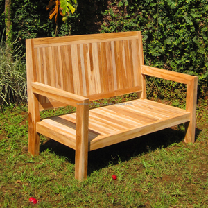 Outdoor deep seat bench wih table solid teak wood by indonesia furniture manufacturer