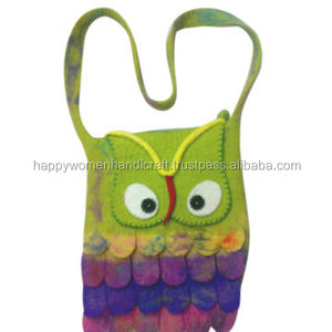 Porte-monnaie unisexe en laine de Nouvelle-Zélande fait main, motif hibou, sacs latéraux, fermeture éclair longue, design direct du Népal, dernières tendances, revendeurs de feutre - Product Image 2