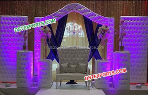 Telón de fondo de cuero para boda, Panel de telón de cristal de escenario de boda india ajustado, con Pin de cuero blanco - Product Image 2