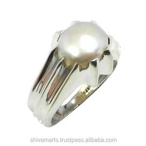 Vente en gros de bague en argent sterling 925 avec perle et pierre précieuse éternité en vermeil, fournisseur et exportateur de bijoux en argent faits à la main - Product Image 2