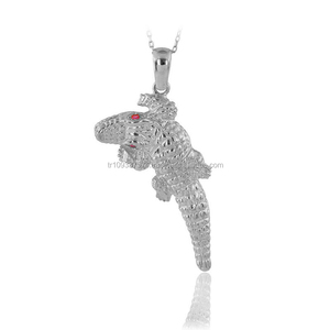 BeeloGold 14K Solid Rose Gold Zircon Crocodile Pendant Necklace Elegant Bohemian Animal Jewelry for Women Weddings Parties - Product Image 3